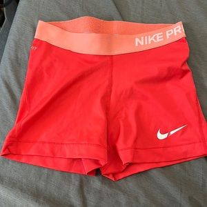 Red nike pro dri fit shorts size small